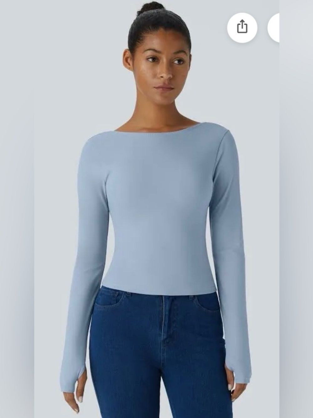 Halara Long Sleeve Halter Top Work Out Top with Thumb Hole